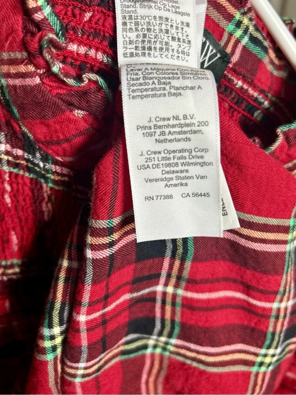 J.Crew Re-Imagined Red Plaid Ruffle Collar Peplum Blouse S